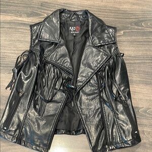 Red Black Leather Jacket Asymmetrical Zipper
